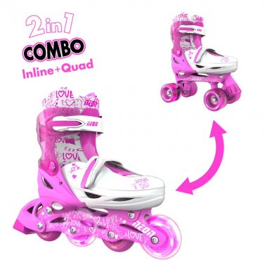 Y-VOLUTION-ADJUST.ROLLERS NEON COMBO 2 IN 1PINK SIZ.34-38