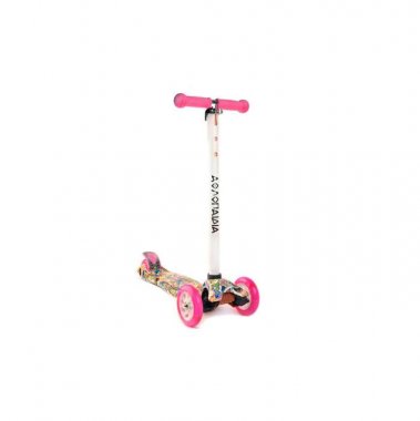 SCOOTER FOR CHILDREN 3 WHEELS WITH LIGHTS, PINK/WHITE